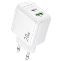 Сетевое зарядное устройство BOROFONE BAS44A Potential 1xUSB + 1xUSB-C, 3A, 20W, белый фото