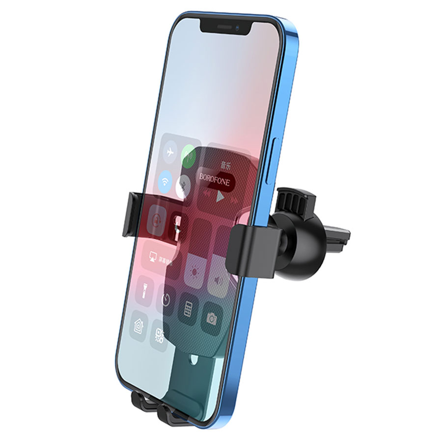 Автомобильный держатель BOROFONE BH55 Fenix, зажимной, на воздуховод, черный+серебрянный фото