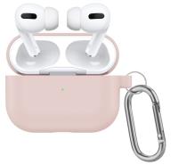 Чехол силиконовый с карабином для AirPods 3, песочно-розовый (17) фото
