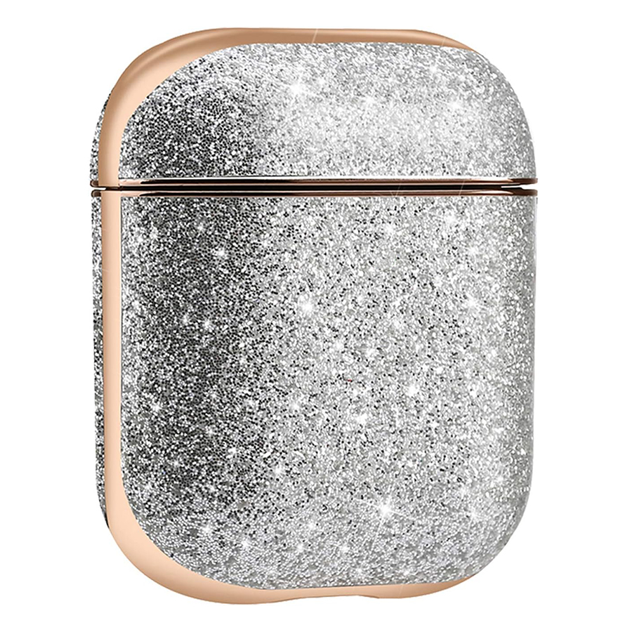 Чехол пластиковый Kingxbar со шнурком для Airpods 2, серебристые стразы (35) фото