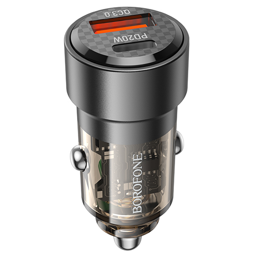Автомобильное зарядное устройство BOROFONE BZ20 Smart, 1xUSB + 1xUSB-C, 38W, черный фото