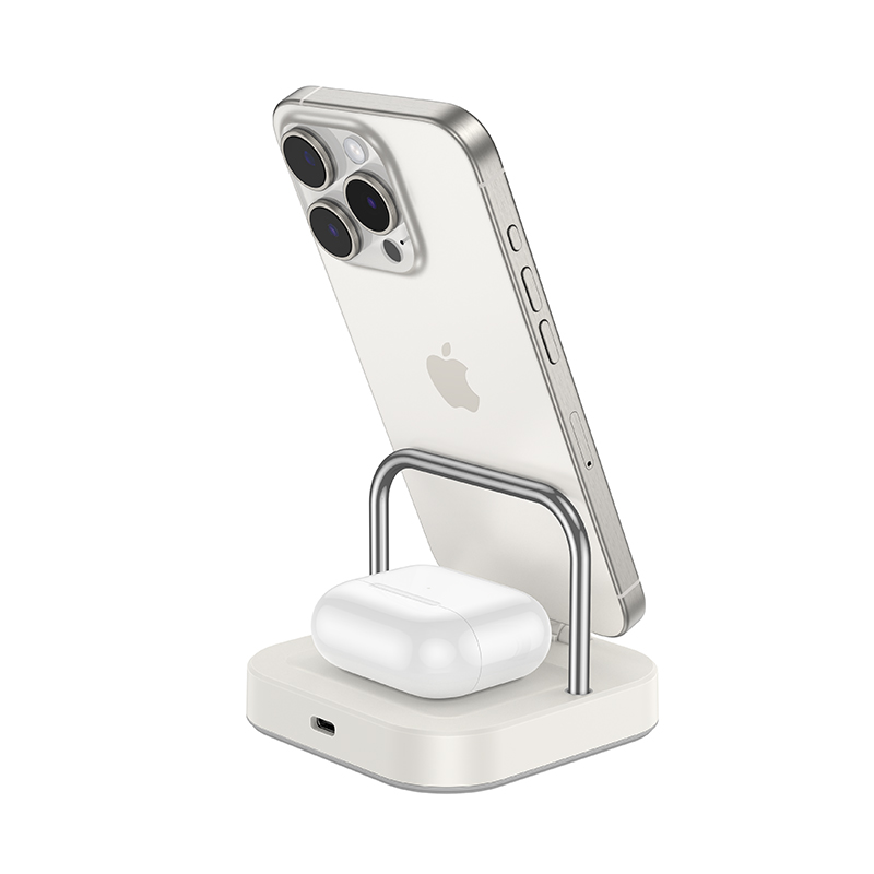 Настольная зарядная станция HOCO CQ16 Astute для iPhone+Apple Watch, 2A, 5W/7.5W/10W/15W, белый фото