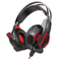 Проводные наушники HOCO W102 Cool tour gaming, USB+Jack 3.5mm, 2 м, красный фото