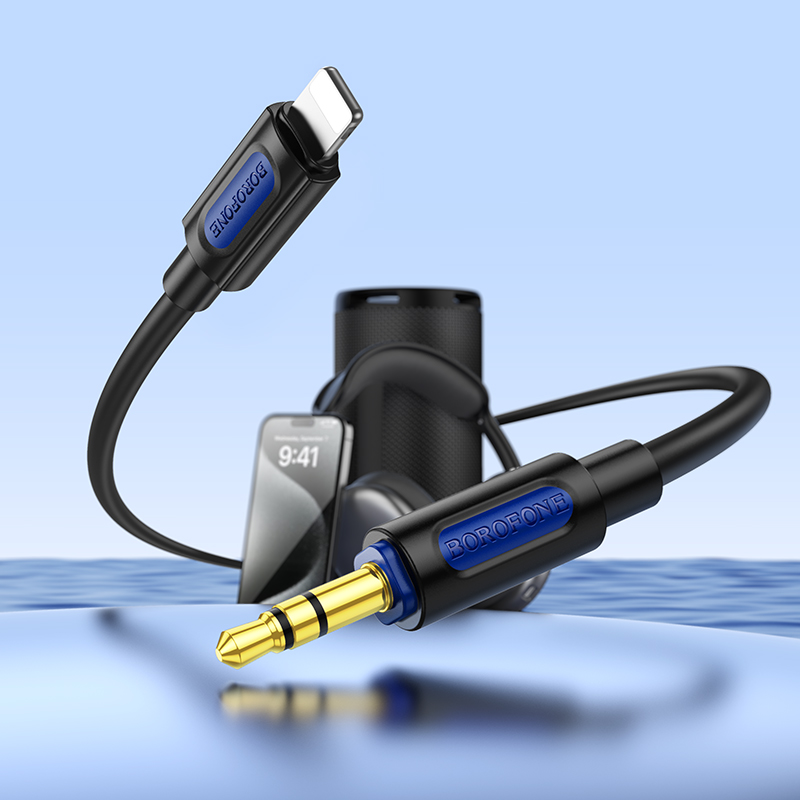 Аудиокабель BOROFONE BL20 True sound AUX Jack 3,5 (m) - Lightning (m), 1 м, черный фото