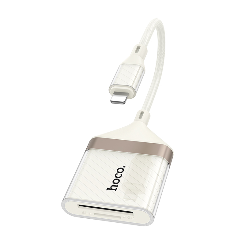 Переходник/Адаптер HOCO UA40 Card reader Lightning (m) - TF/SD, 14 см, белый фото