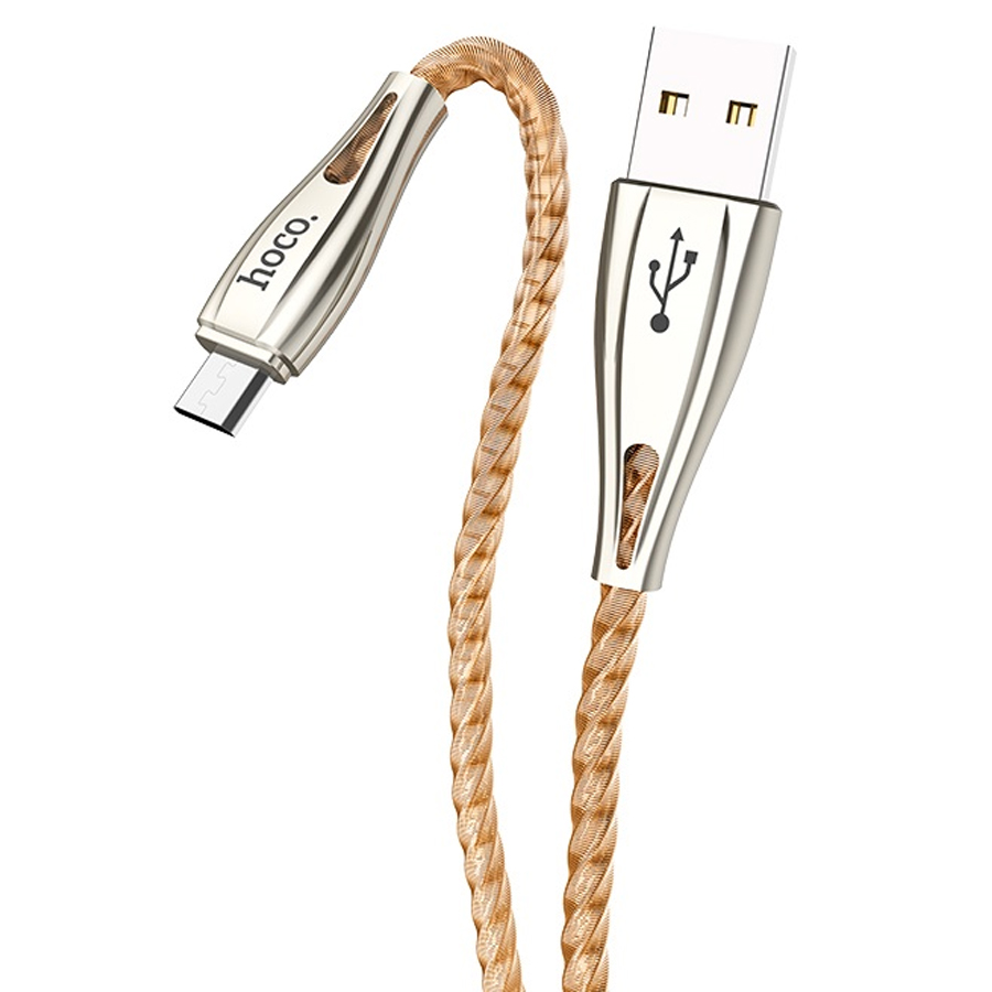 Кабель USB HOCO U56 Metal armor USB - MicroUSB, 2.4А, 1.2 м, золотой оптом недорого с доставкой Кабель USB HOCO U56 Metal armor USB - MicroUSB, 2.4А, 1.2 м, золотой фото