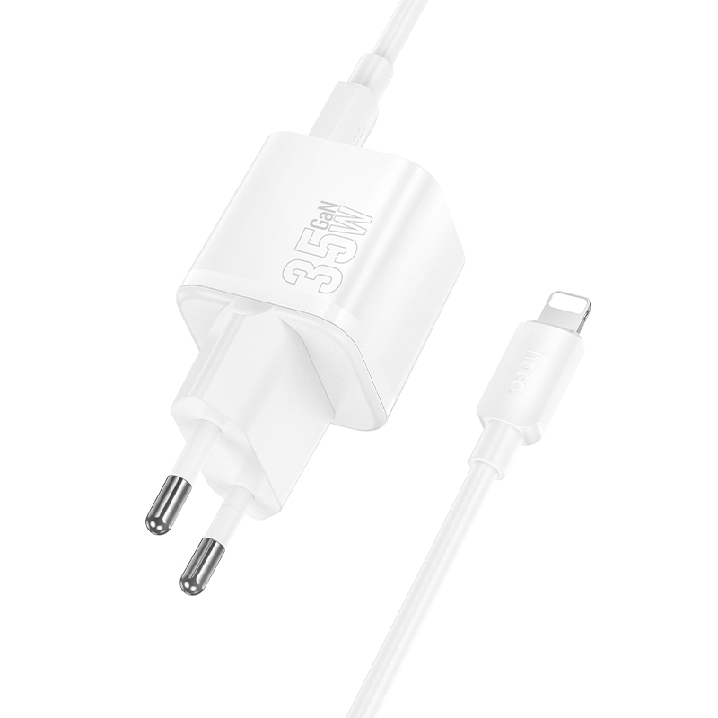 Сетевое зарядное устройство HOCO N66 Ingenious 1xUSB-C с Кабелем Type-C - Lightning, 35W, белый фото