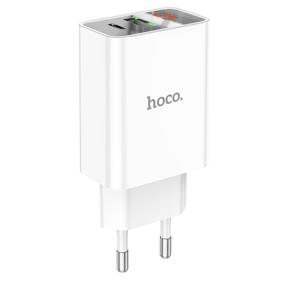 Сетевое зарядное устройство HOCO C100A 1xUSB + 1xUSB-C, 3A, 20W, белый фото