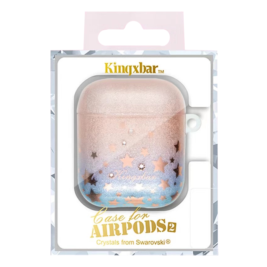 Чехол силиконовый Kingxbar Swarovski для Airpods 2, розовые блестки, созвездие (32) фото