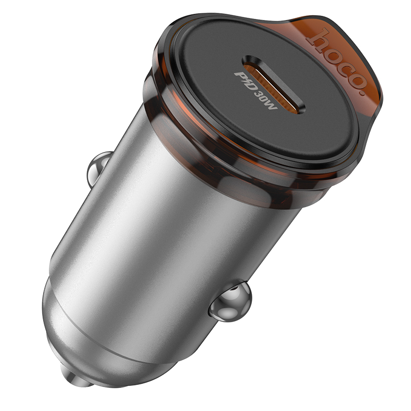 Автомобильное зарядное устройство HOCO NZ16 Rigorous, 1xUSB-C, 30W, серый металлик фото