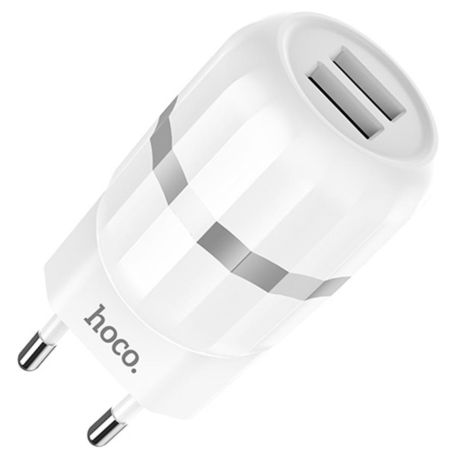 Сетевое зарядное устройство HOCO C41A Wisdom 2xUSB с Кабелем USB - Micro, 2.4A, 10.8W, белый фото
