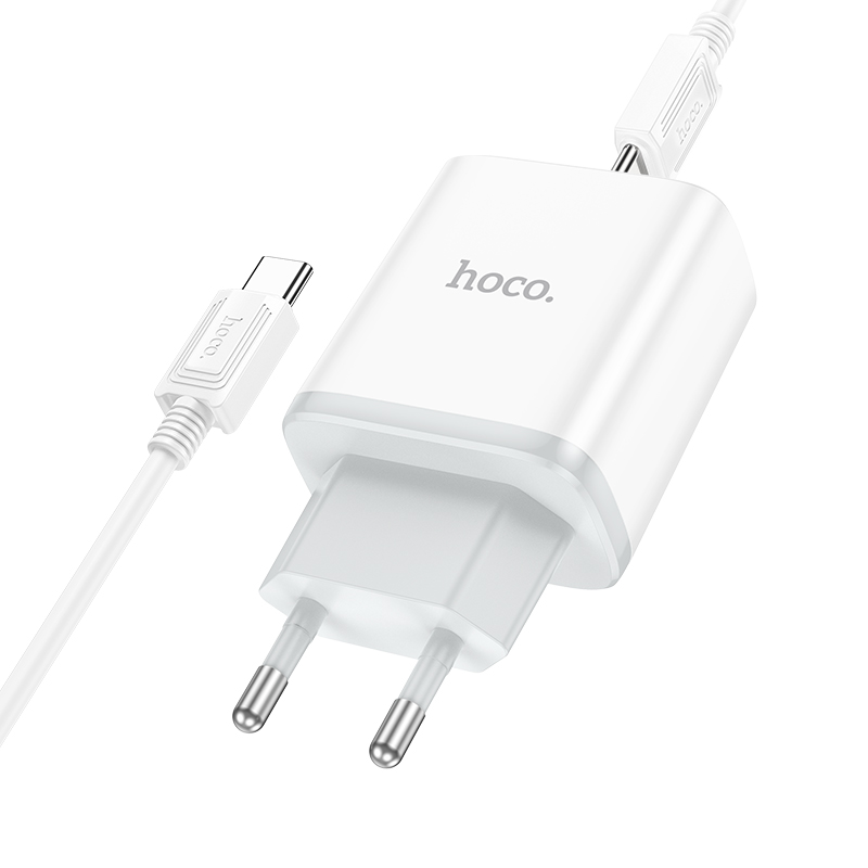 Сетевое зарядное устройство HOCO C104A Stage 1xUSB-C с Кабелем Type-C - Type-C, 20W, белый фото