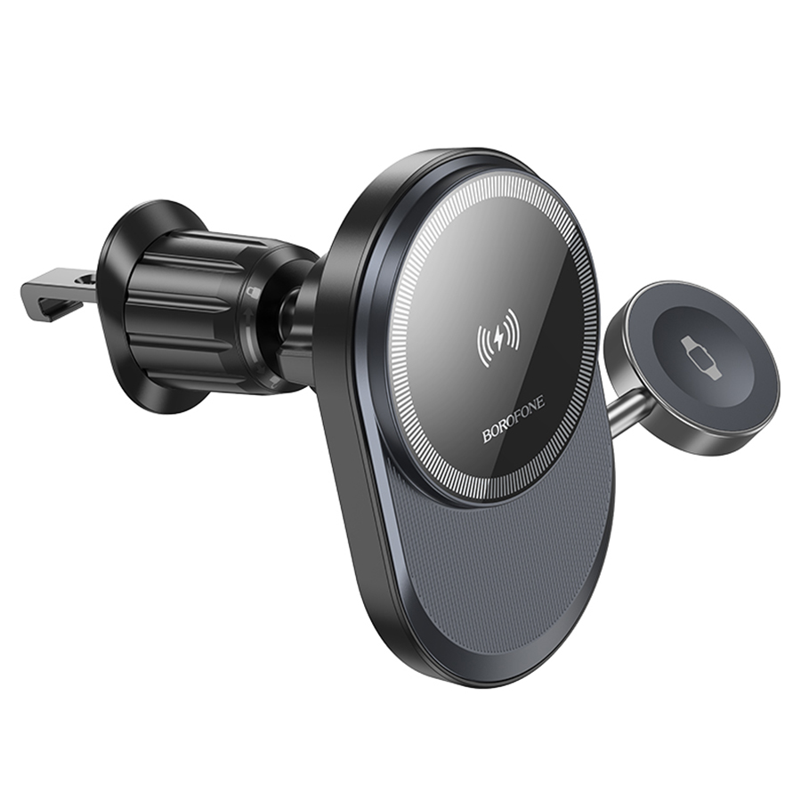 Автомобильный держатель BOROFONE BH219 Fine, магнитный с беспроводной зарядкой, 15W, на воздуховод, черный фото