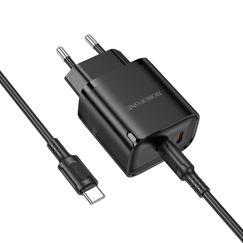 Сетевое зарядное устройство BOROFONE BA85A Flare star 2xUSB-C с Кабелем Type-C - Type-C, 35W, черный фото