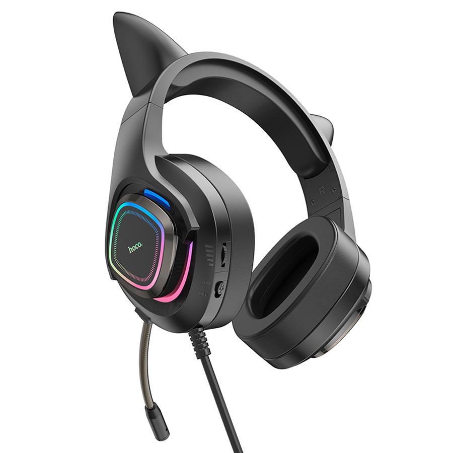 Проводные наушники HOCO W107 Cute cat, USB+Jack 3.5mm, 2 м, phantom cat фото