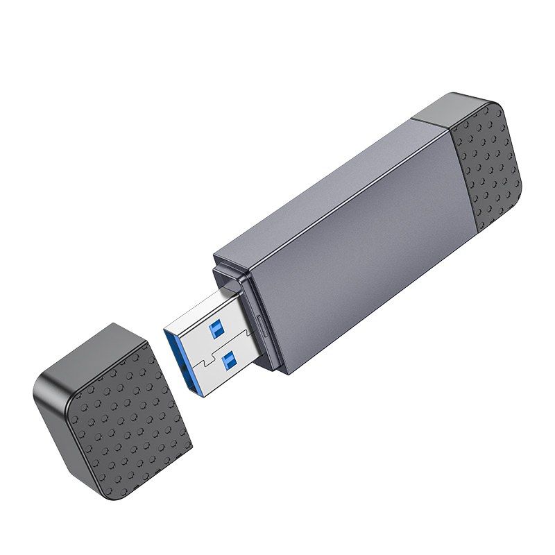 Переходник/Адаптер HOCO HB45 Spirit 2 в 1 USB3.0 (m) / Type-C (m) - TF/SD, черный фото