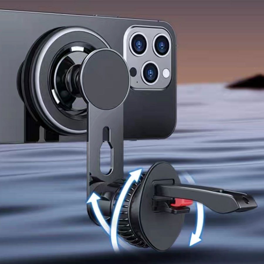 Автомобильный держатель JMARY MH-78, магнитный, на воздуховод, серый металлик фото