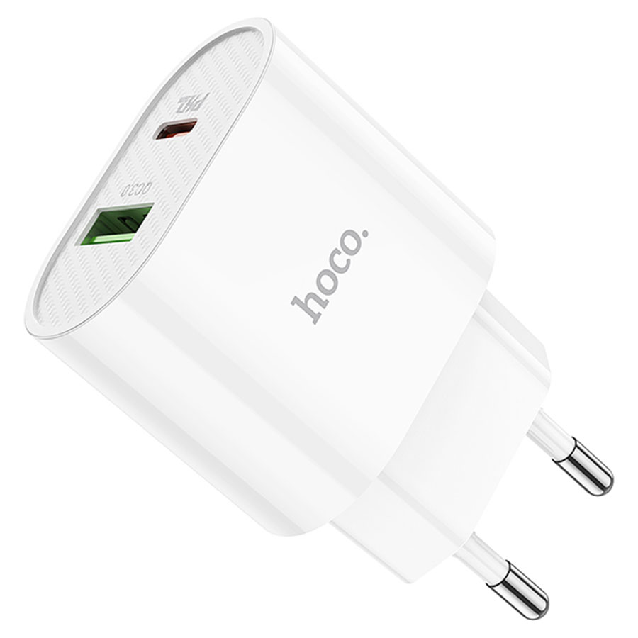 Сетевое зарядное устройство HOCO C95A Lineal 1xUSB + 1xUSB-C, 3A, 20W, белый фото