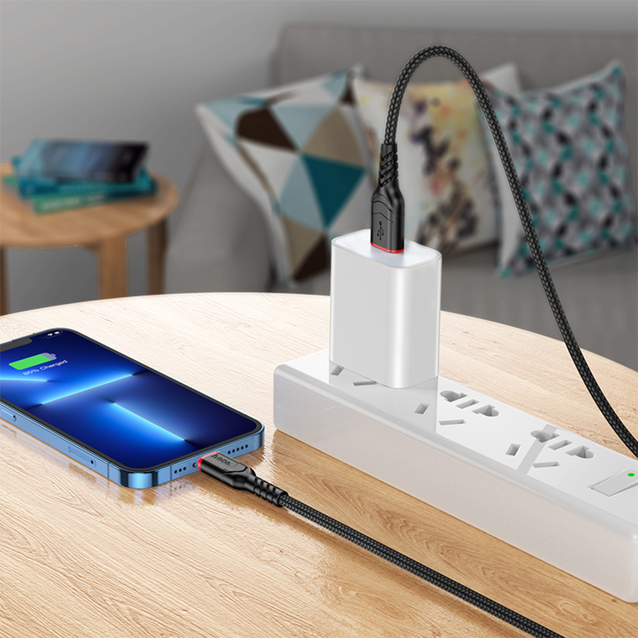 Кабель USB HOCO X59 Victory USB - Lightning, 2.4А, 2 м, черный фото