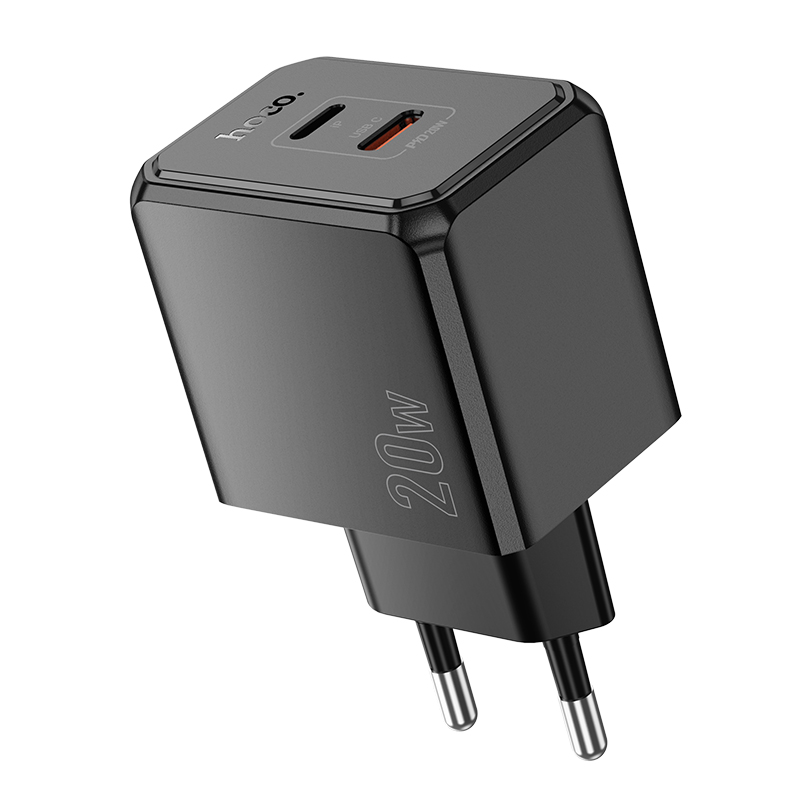 Сетевое зарядное устройство HOCO CS16A Wish 1xUSB-C + 1x Lightning, 20W, черный фото