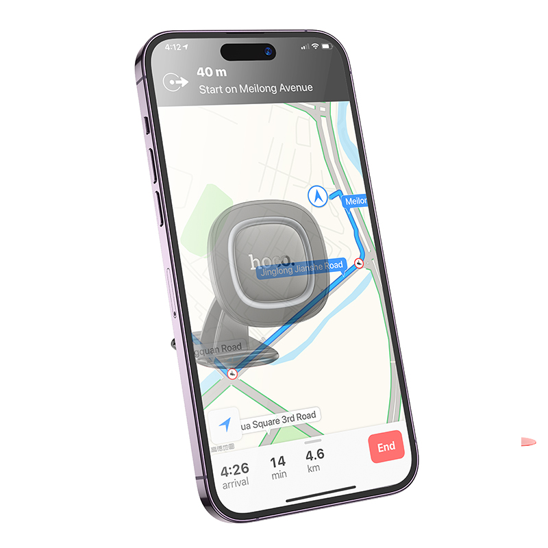 Автомобильный держатель HOCO H73 Crown, магнитный, на приборную панель, черный+серый металлик фото