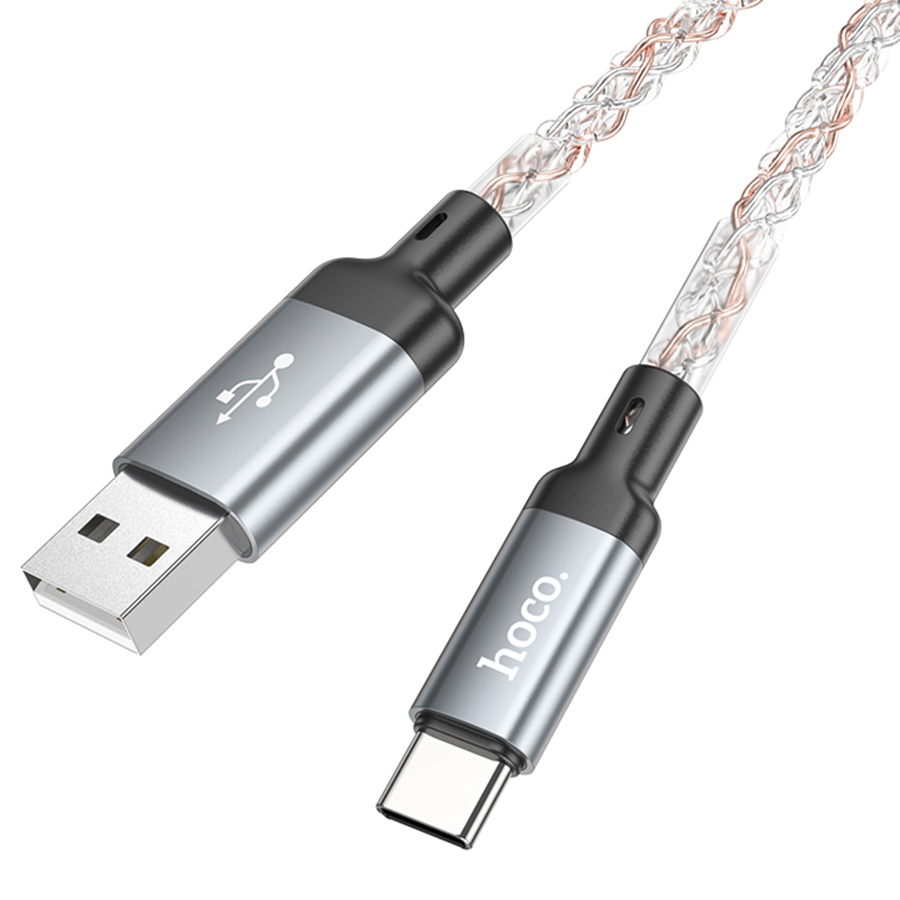 Кабель USB HOCO U112 Shine USB - Type-C, 3A, 1 м, серый фото