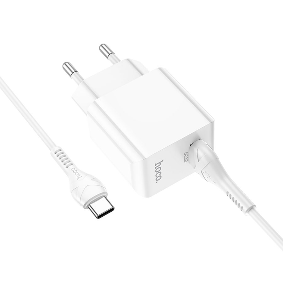 Сетевое зарядное устройство HOCO C98A Proton 1xUSB с Кабелем USB - Type-C, 3.0A, 18W, белый фото