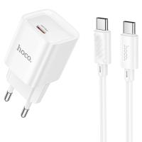 Сетевое зарядное устройство HOCO C146A Charm 1xUSB-C с Кабелем Type-C - Type-C, 20W, белый фото