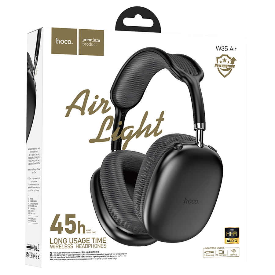 Беспроводные наушники накладные HOCO W35 Air Triumph, Bluetooth, черный фото