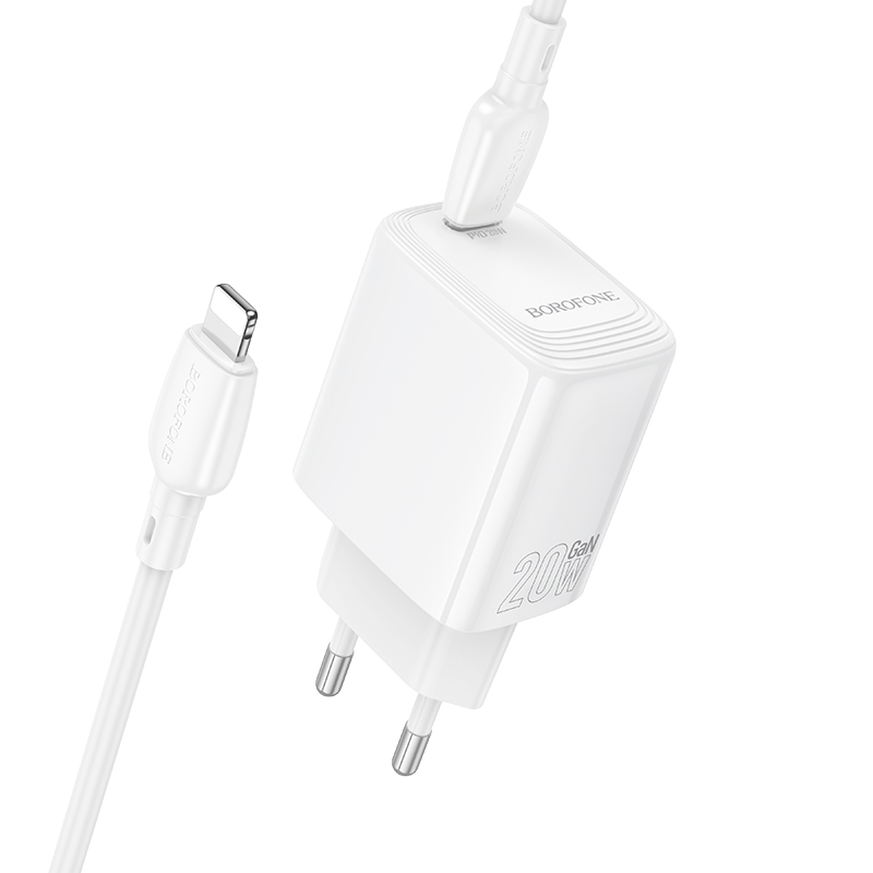 Сетевое зарядное устройство BOROFONE BN26 Fuente 1xUSB-C с Кабелем Type-C - Lightning, 20W, белый фото