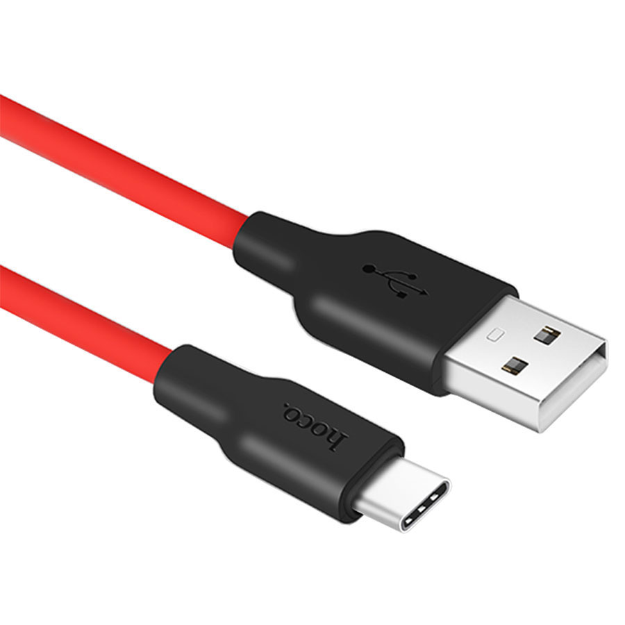 Кабель USB HOCO X21 Silicone USB - Type-C, 2А, 1 м, красный+черный фото