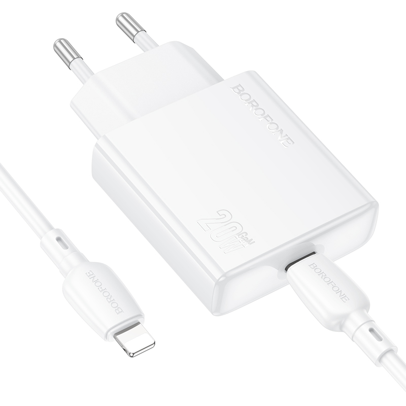 Сетевое зарядное устройство BOROFONE BN23 Wish 1xUSB-C с Кабелем Type-C - Lightning, 20W, белый фото
