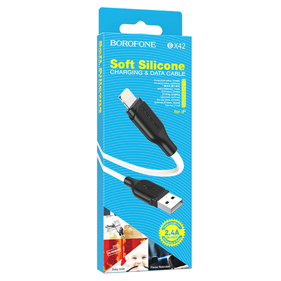 Кабель USB BOROFONE BX42 Encore USB - Lightning, 2.4А, 1 м, белый оптом недорого с доставкой Кабель USB BOROFONE BX42 Encore USB - Lightning, 2.4А, 1 м, белый фото