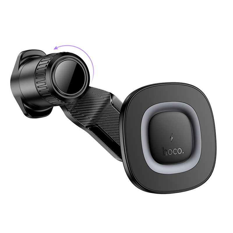 Автомобильный держатель HOCO HW30 Crown, магнитный с беспроводной зарядкой, 15W, на воздуховод, черный+серый фото