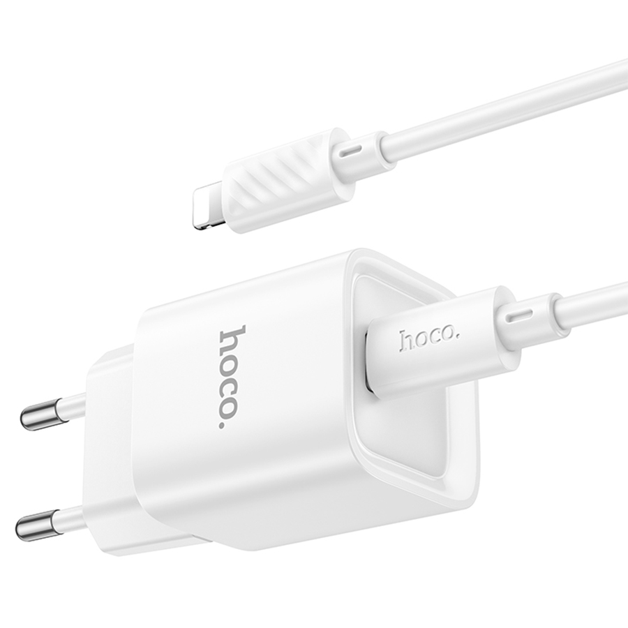 Сетевое зарядное устройство HOCO C146A Charm 1xUSB-C с Кабелем Type-C - Lightning, 20W, белый фото