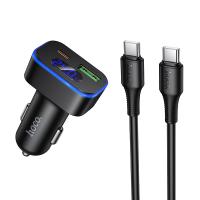 Автомобильное зарядное устройство HOCO Z63B Barry, 1xUSB + 1xUSB-C с Кабелем Type-C - Type-C, 48W, черный фото