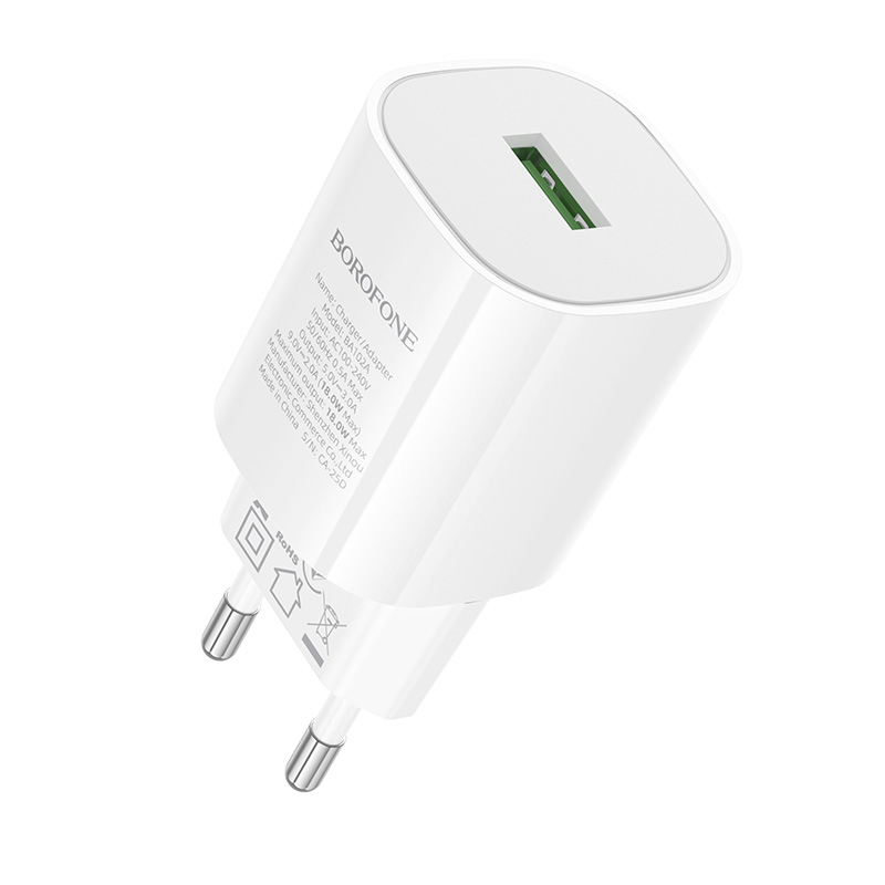 Сетевое зарядное устройство BOROFONE BA102A Pudding 1xUSB, 18W, белый фото