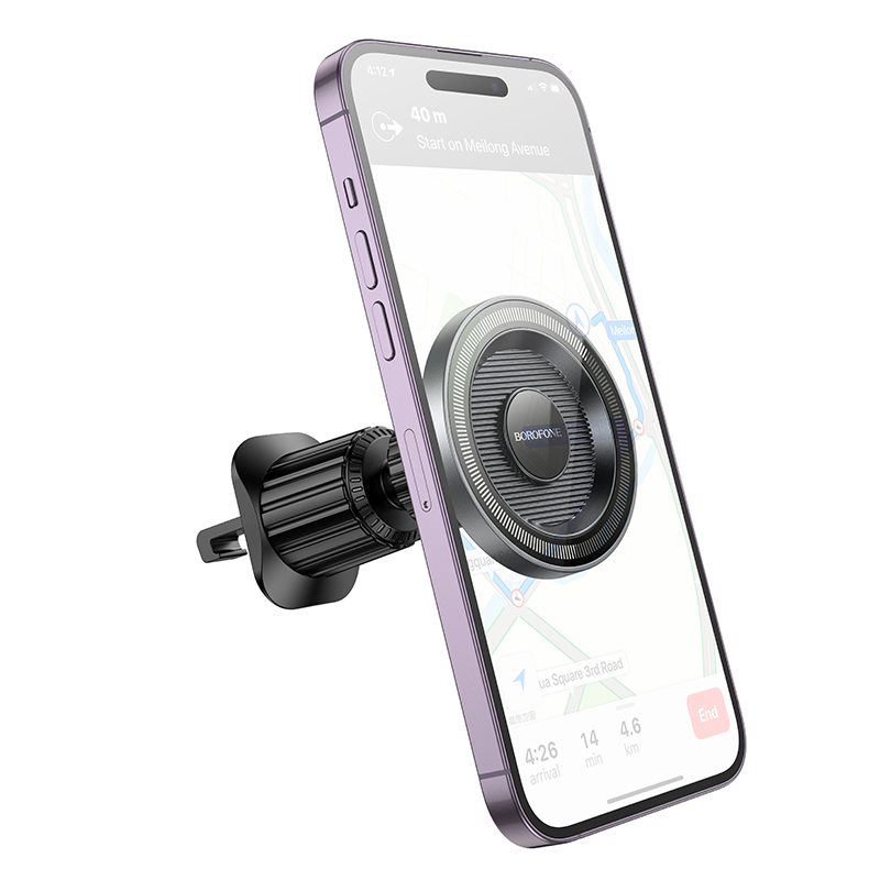 Автомобильный держатель BOROFONE BH122 Profit, магнитный, на воздуховод, черный+серый металлик фото