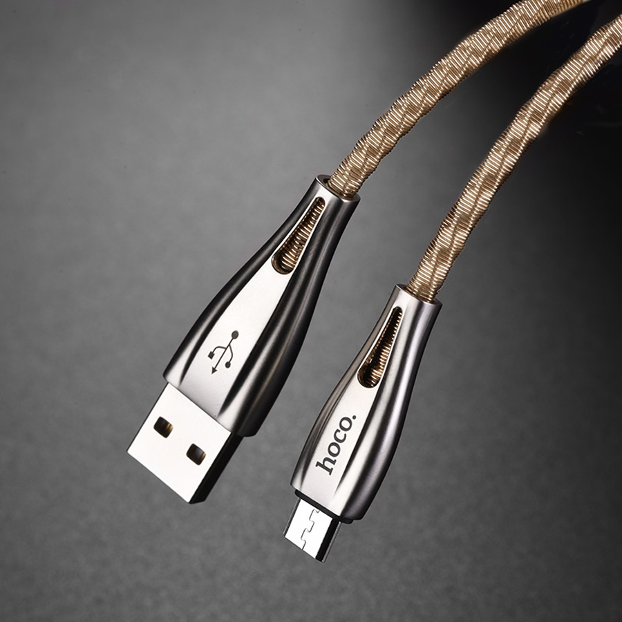 Кабель USB HOCO U56 Metal armor USB - MicroUSB, 2.4А, 1.2 м, золотой оптом недорого с доставкой Кабель USB HOCO U56 Metal armor USB - MicroUSB, 2.4А, 1.2 м, золотой фото