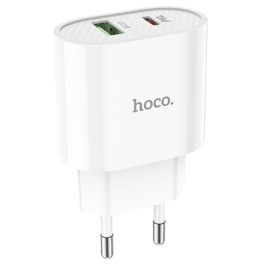 Сетевое зарядное устройство HOCO C95A Lineal 1xUSB + 1xUSB-C, 3A, 20W, белый фото