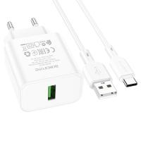 Сетевое зарядное устройство BOROFONE BA72A Spring 1xUSB с Кабелем USB - Type-C, 18W, белый фото