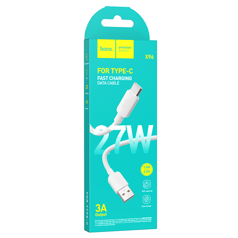 Кабель USB HOCO X96 Hyper USB - Type-C, 3A, 27W, 1 м, белый фото