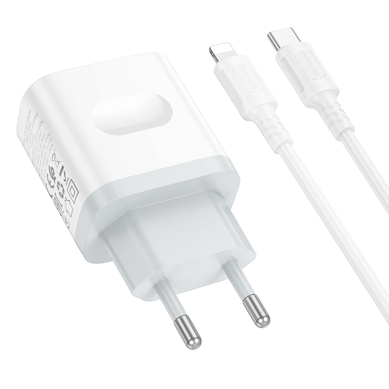 Сетевое зарядное устройство BOROFONE BA99A Breeze 1xUSB-C с Кабелем Type-C - Lightning, 20W, белый фото