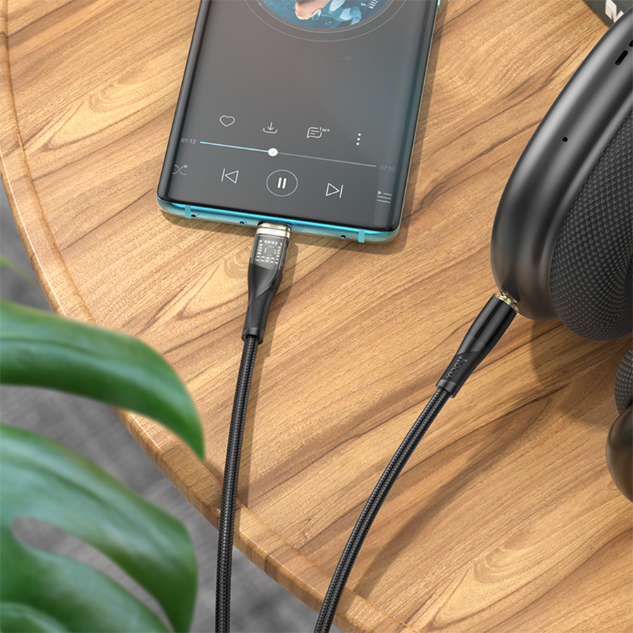 Аудиокабель HOCO UPA25 AUX Jack 3,5 (m) - Type-C (m), 1 м, черный фото