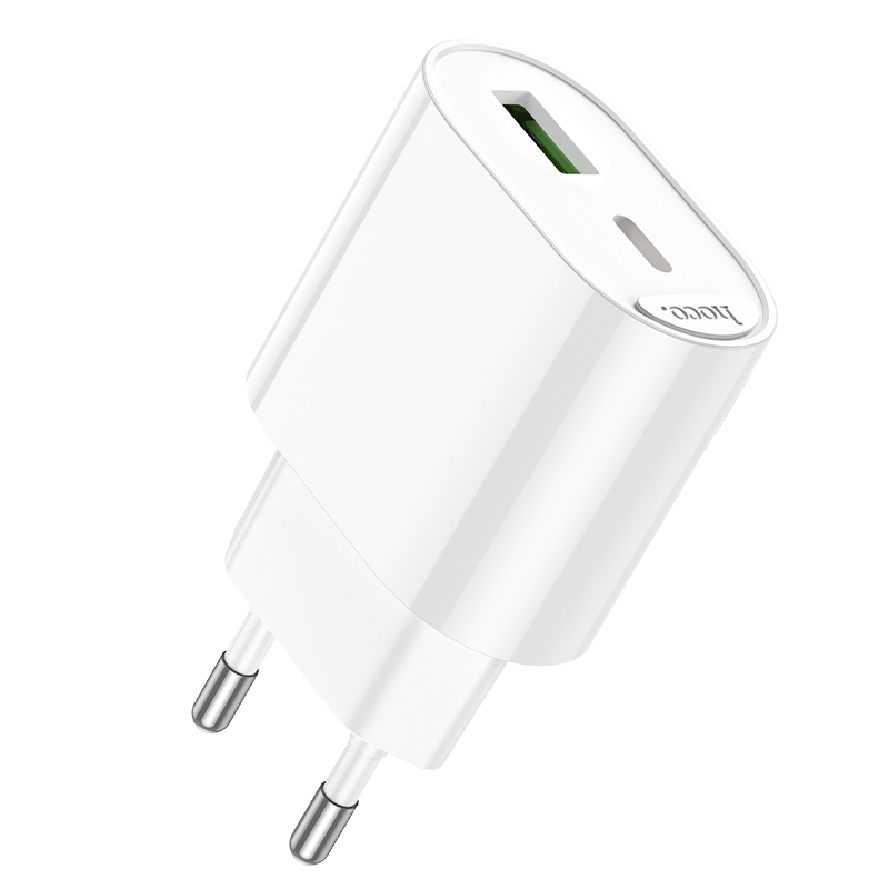 Сетевое зарядное устройство HOCO C109A Fighter 1xUSB + 1xUSB-C, 3A, 20W, белый фото