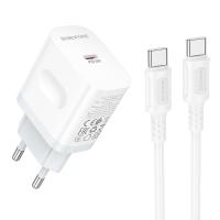 Сетевое зарядное устройство BOROFONE BA99A Breeze 1xUSB-C с Кабелем Type-C - Type-C, 20W, белый фото