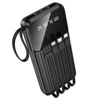 Портативный аккумулятор BOROFONE BJ76 Smart, встроенный кабель Lightning + Type-C + MircoUSB, 10000 мА⋅ч, черный фото