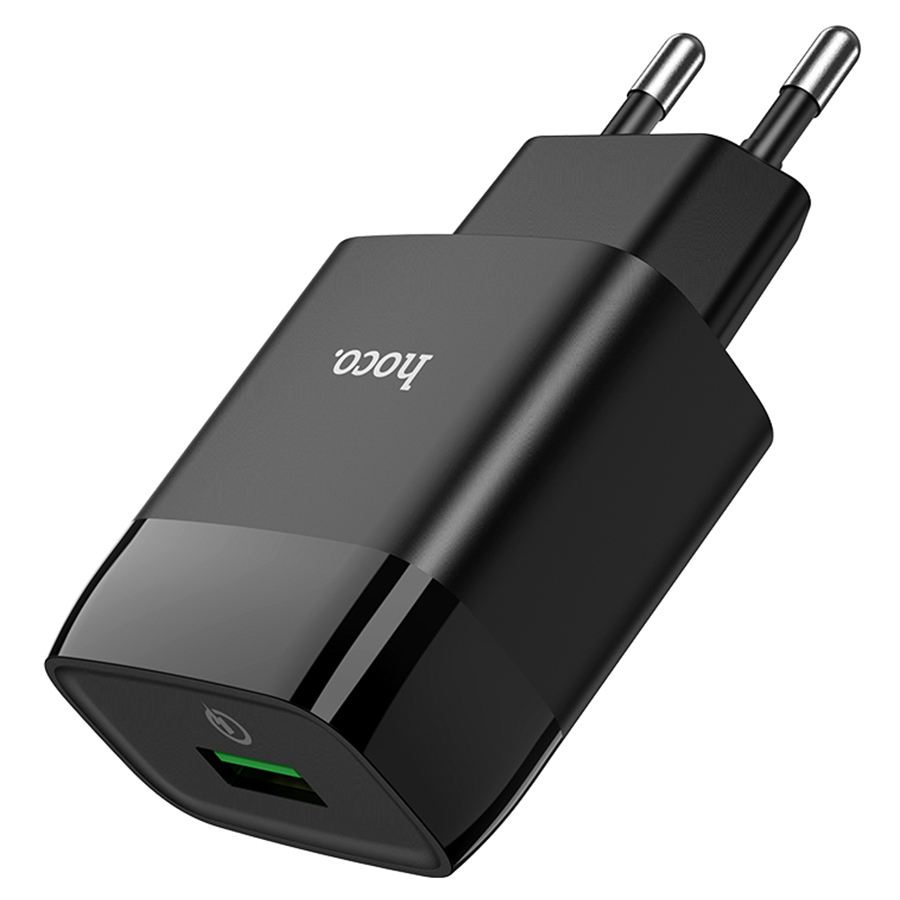 Сетевое зарядное устройство HOCO C72Q Glorious 1xUSB, 3.0A, 18W, черный фото