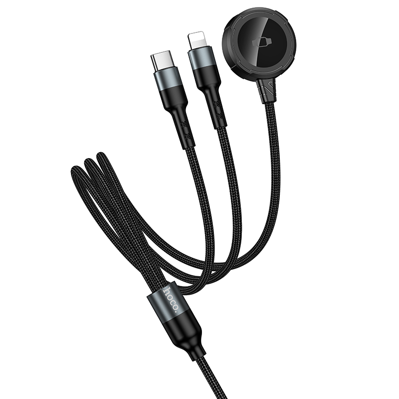 Зарядное устройство HOCO CW64 для Apple Watch 1xUSB-C + 1x Lightning с Кабелем Type-C, черный фото