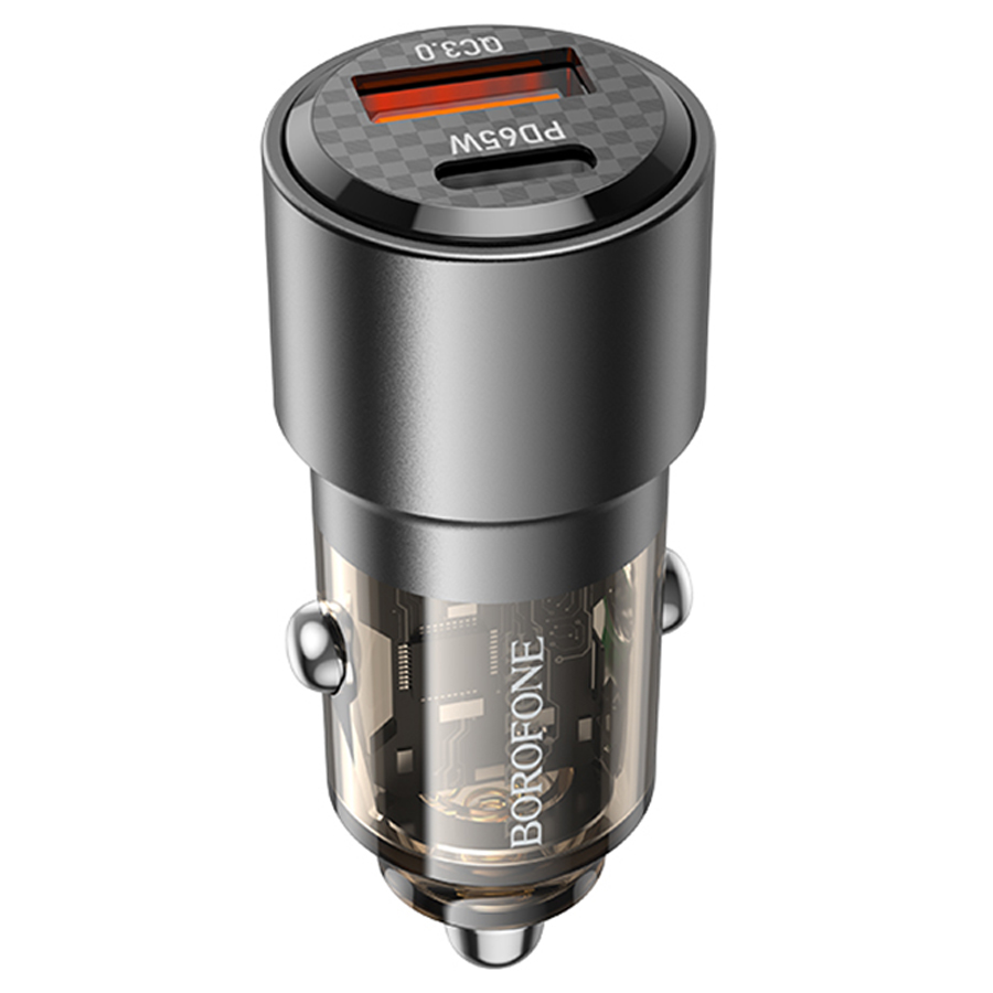 Автомобильное зарядное устройство BOROFONE BZ20A Smart, 1xUSB + 1xUSB-C, 83W, черный фото